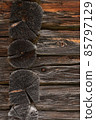 Wooden log cabin or felling texture or background 85797129