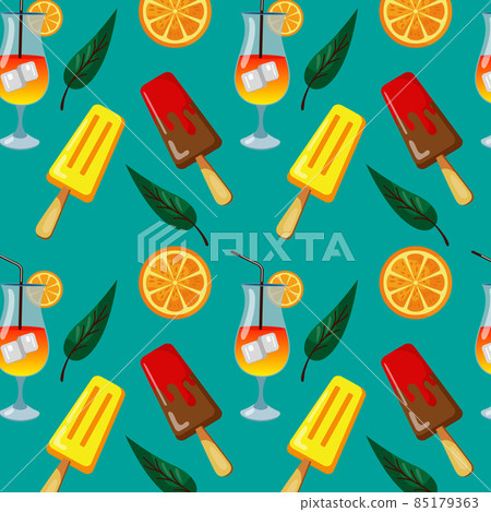 Pattern web pattern ice cream with different flavors background texture - Vector 85179363