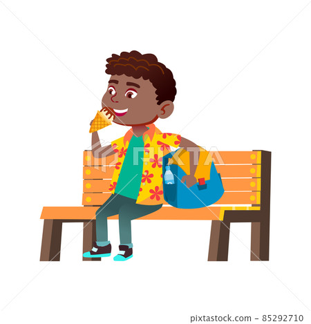 unhealthy boy eating sweets vector 85292710