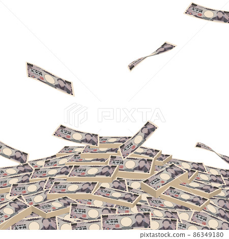 5,000 yen, a bundle of bills, money, cash 86349180