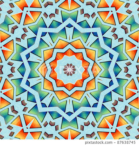 3D render illustration of colorfull kaleidoscope background tile 87638745