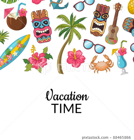 cartoon summer travel elements background illustration 88465866