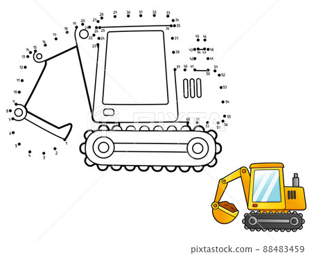 Dot to Dot Isolated Excavator Coloring Page  88483459