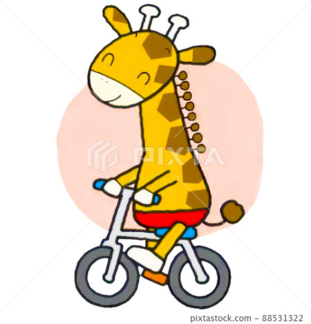 Illustration of a cute giraffe riding a bicycle 88531322