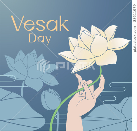 Vesak-style greeting card, by hand-made flower 88611679