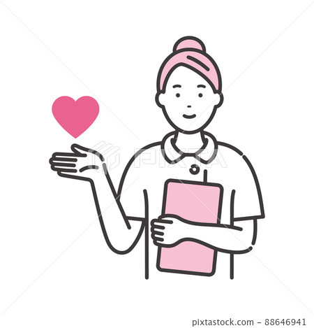 Nurse's love: Pink heart symbol on the palm 88646941