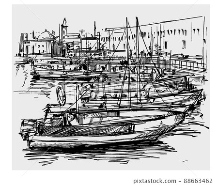 sketch of Odessa port in Ukraine before war hand draw 88663462