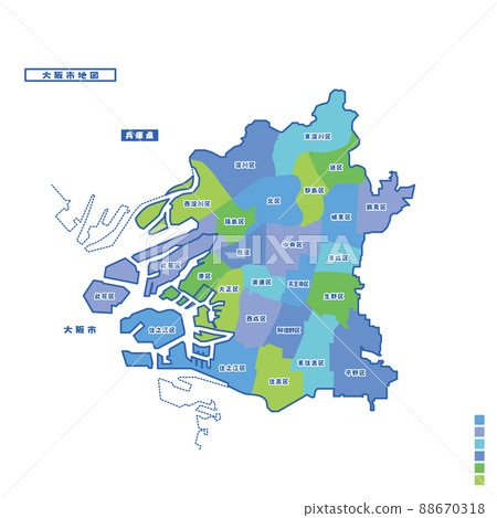 大阪市行政區/大阪市地圖我嘗試在下雨天按顏色進行顏色編碼 88670318