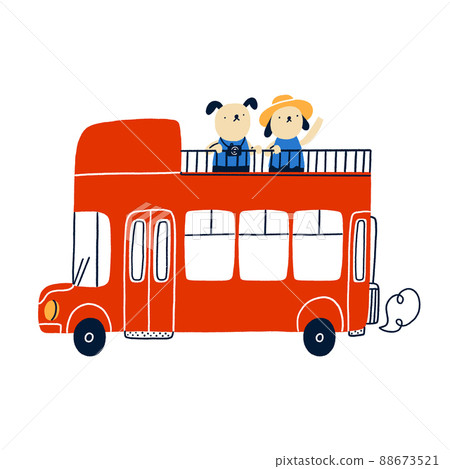 Double decker british bus with tourists, vector illustration 88673521