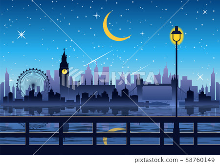 silhouette design of london at night 88760149