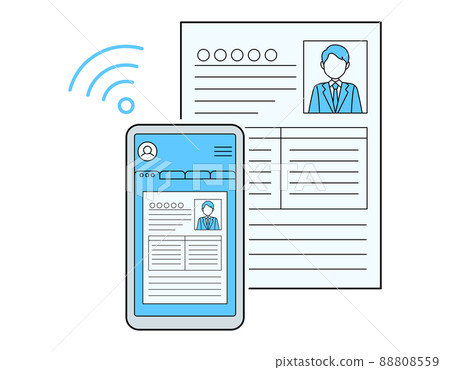 Illustrations for creating and submitting resumes online. Concept design for digitized recruiting activities. 88808559