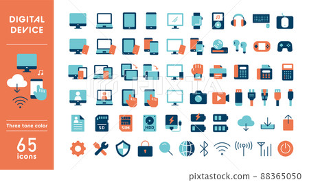 Digital device icon set 88365050