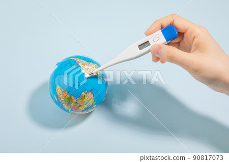 protection of the environment, global and thermometer photo 90817073