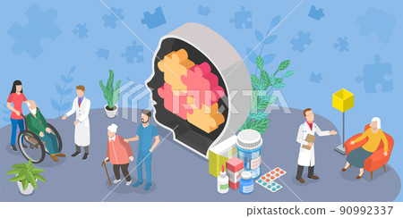 3D Isometric Flat Vector Conceptual Illustration of Alzheimer Disease 90992337