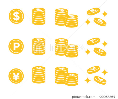 Coin illustration icon set 90062865