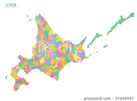 Watercolor-style map Hokkaido 91648542