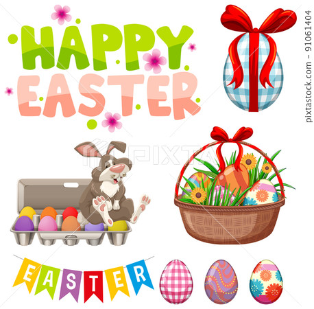 Easter theme with bunny and eggs 91061404