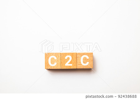 Transactions between individuals. C2C. C2C letters drawn on a wooden block 92438688