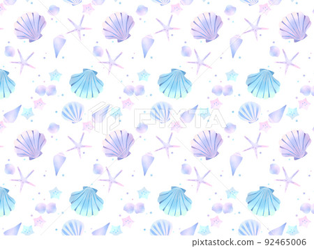 Hand-painted pattern material, sea image, seashell and star sand 92465006