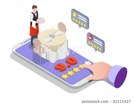 Client giving review for restaurant service vector 92515427