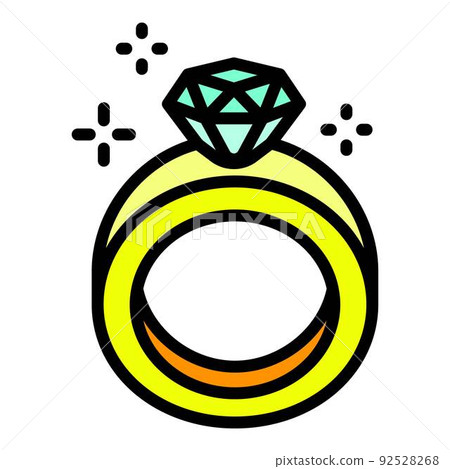 Crystal ring icon outline vector. Bride gift. Diamond circle 92528268