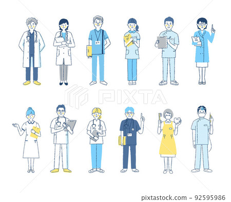 Various medical workers 12 men and women set 92595986