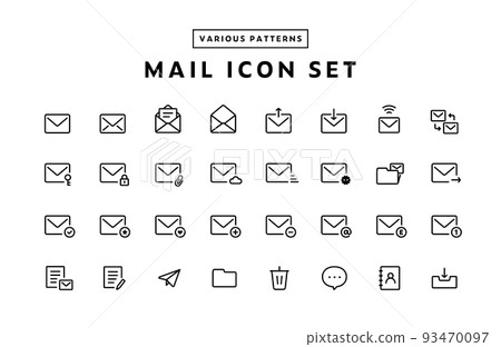 Set of mail icons Email Email Business Send Receive Read Read Unread Message Open 93470097