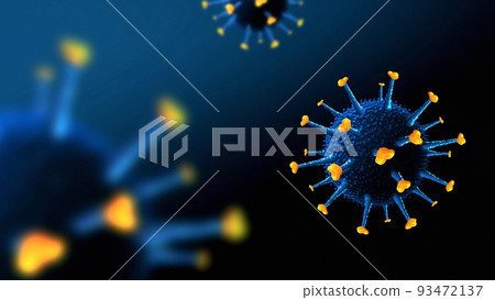 coronavirus cells on dark blue background 93472137