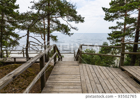 A wooden platform near the Baltic sea in Latvia 93502765