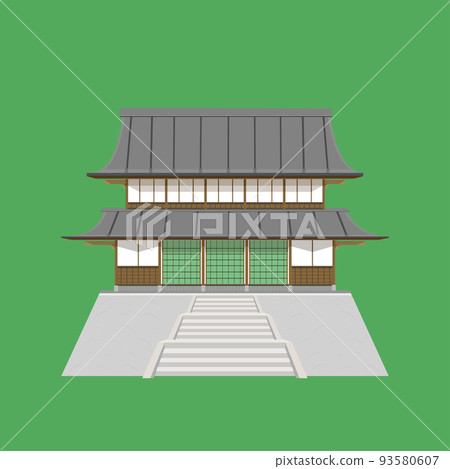 japanese temple 2 floor old style vector illustration eps10 93580607