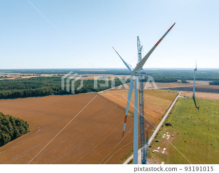 Wind Turbine Construction. Aerial view. 93191015