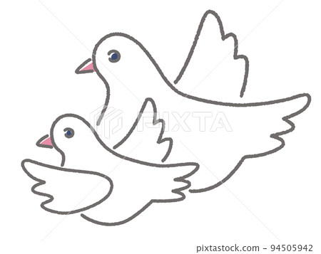 Illustration of two white dove parent and child 94505942