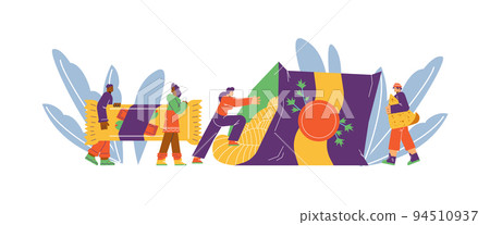 Fast snacks and healthy light bites banner flat vector illustration isolated. 94510937