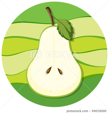 Pear fruit on green circle background 94658000