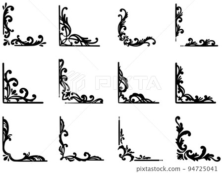 Elegant frame set of monochrome leaves and plants Vector material 94725041