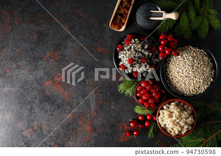 Concept of Orthodox Christmas food, Kutya, space for text 94730598