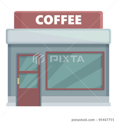 Glass coffee shop icon cartoon vector. Street market. Urban town 95487755