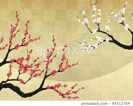 Plum Japanese-style background material 95512764