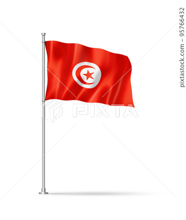 Tunisian flag isolated on white 95766432