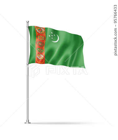 Turkmenistan flag isolated on white 95766433