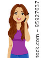 Teen Girl Hispanic Call Mobile Phone Illustration 95927637