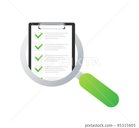 Clipboard checklist with assessment. Assessment of users experience of services. Vector stock illustration. 95315605