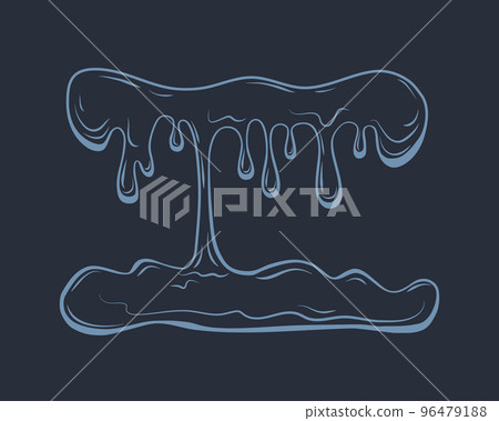 Dripping liquid outline. Contoured illustration of a flowing viscous liquid. Wax, honey, slime. Vector icon. 96479188