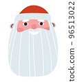 Head in the red cap smiles broadly. Happy santa sticker. Vector illustration 96513022