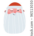 Bearded head winks with one eye. Santa Claus character without a body. Vector illustration 96513030