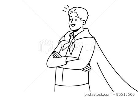 Smiling businessman in superhero coat 96515506