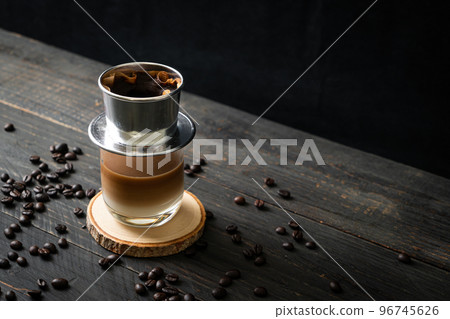 Hot milk coffee dripping in Vietnam style 96745626