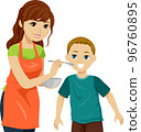 Teen Girl Brother Taste Food Cooking Illustration 96760895