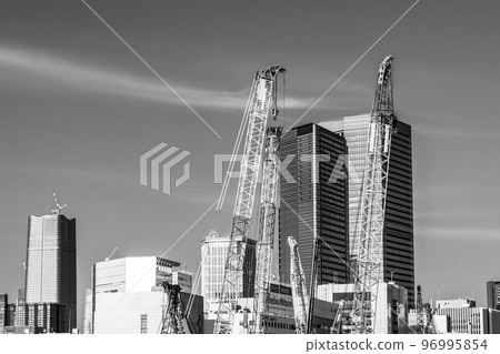 Tokyo redevelopment Development work around Takanawa Gateway Station towards Mita 2022.11 d-6 Monochrome 96995854