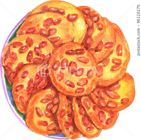 Various Thai dessert icon watercolor 96128270